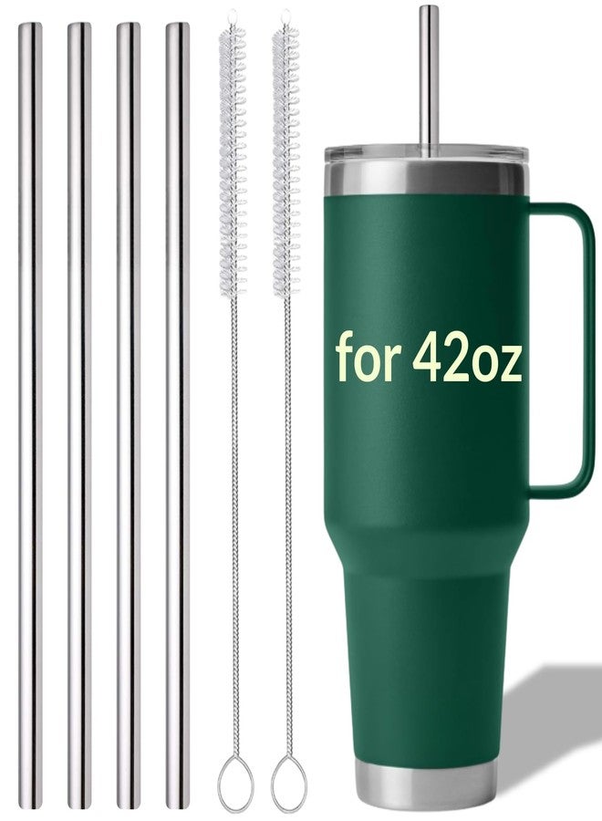 Goqeut 4PCS Metal Straw for YETI Cup, Reusable Stainless Steel Replacement Straws, with 2PCS Cleaning Brushes, Compatible with YETI Rambler 25oz, 26oz, 35oz, 42oz Tumbler with Handle and Straw Lid (42OZ) - Image 1